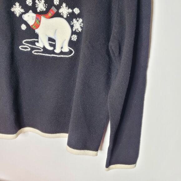 Charter Club 100% lambswool black cardigan sweater with polar Bear theme NWT - Picture 6 of 7